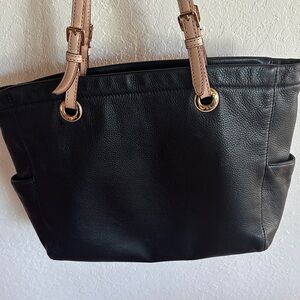 Michael Kora Elegant Black Leather Tote Bag